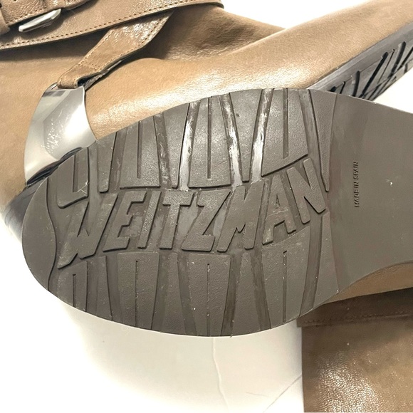 Stuart Weitzman Ranch Dressing Moto Boot Tan Leather Block Heel Womens Size 6M - Picture 9 of 11